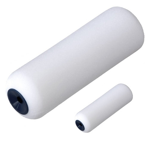 Rouleaux à peinture en mousse blanche, grand et petit format, à axe bleu foncé