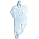 Combinaison de protection blanche à capuche, fermeture zippée et poignets élastiqués