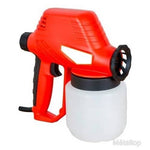 Pistolet à peinture électrique rouge avec réservoir blanc et buse noire