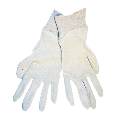 Paire de gants de travail en coton blanc à poignets en maille côtelée