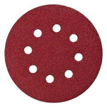 Disque abrasif rouge perforé de 8 trous pour ponceuse excentrique