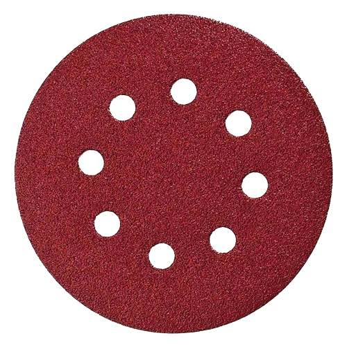 Disque abrasif rouge perforé de 8 trous pour ponceuse excentrique
