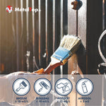 Peinture métal noire appliquée à la brosse sur une grille, rendements par outil MétalTop