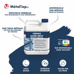 Bidon de vernis Acier Brut MétalTop transparent satin, antirouille sans solvant pour métaux