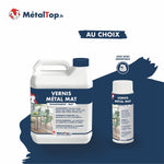 Vernis métal mat transparent MétalTop en bidon et en aérosol avec buse orientable
