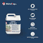 Bidon de Vernis Métal Mat transparent MétalTop, antirouille incolore pour tous métaux