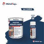 Pot et bombe aérosol de peinture volets bois MétalTop haute résistance, avec buse orientable