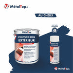Pot et bombe aérosol de peinture bois extérieur MétalTop bleu marine haute résistance