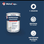Pot MétalTop d'impression opacifiante sous-couche mat, séchage 2 h, 1 couche, nettoyage à l'eau
