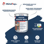 Pot de peinture MétalTop pour volets bois, haute résistance, résistant aux UV et hydrofuge