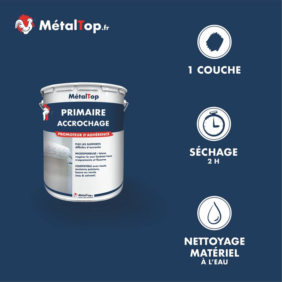 Pot de primaire accrochage MétalTop, promoteur d'adhérence pour supports difficiles