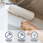 Peinture blanche MétalTop : rendements brosse, rouleau et pistolet de 10 à 11 m²/L