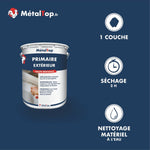 Pot de primaire extérieur MétalTop haute résistance, sous-couche microporeuse anti-UV