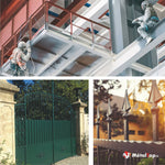 Peinture industrielle d'une structure métallique, portail vert en fer forgé et grille à pointes