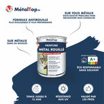 Pot de peinture MétalTop antirouille pour métal rouillé, présentation des atouts du produit
