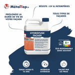 Bidon d'hydrofuge façade MétalTop incolore, multisupport pour béton, pierre et brique