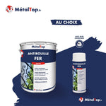 Bidon et bombe aérosol de peinture Antirouille Fer MétalTop, finition satin