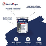 Pot de peinture antirouille mat MétalTop 200 couleurs, pour métaux sains ou rouillés