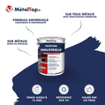 Pot de peinture industrielle MétalTop antirouille brillant bleu marine