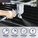 Peinture noire au pistolet sur métal : comparatif brosse, rouleau, pistolet et aérosol