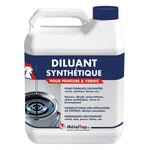 Bidon blanc de diluant synthétique MétalTop pour peinture et vernis, bouchon bleu marine