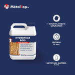 Bidon de hydrofuge bois MétalTop incolore, haute résistance, à effet déperlant