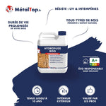 Bidon d'hydrofuge bois MétalTop haute résistance pour protéger les surfaces en bois des intempéries