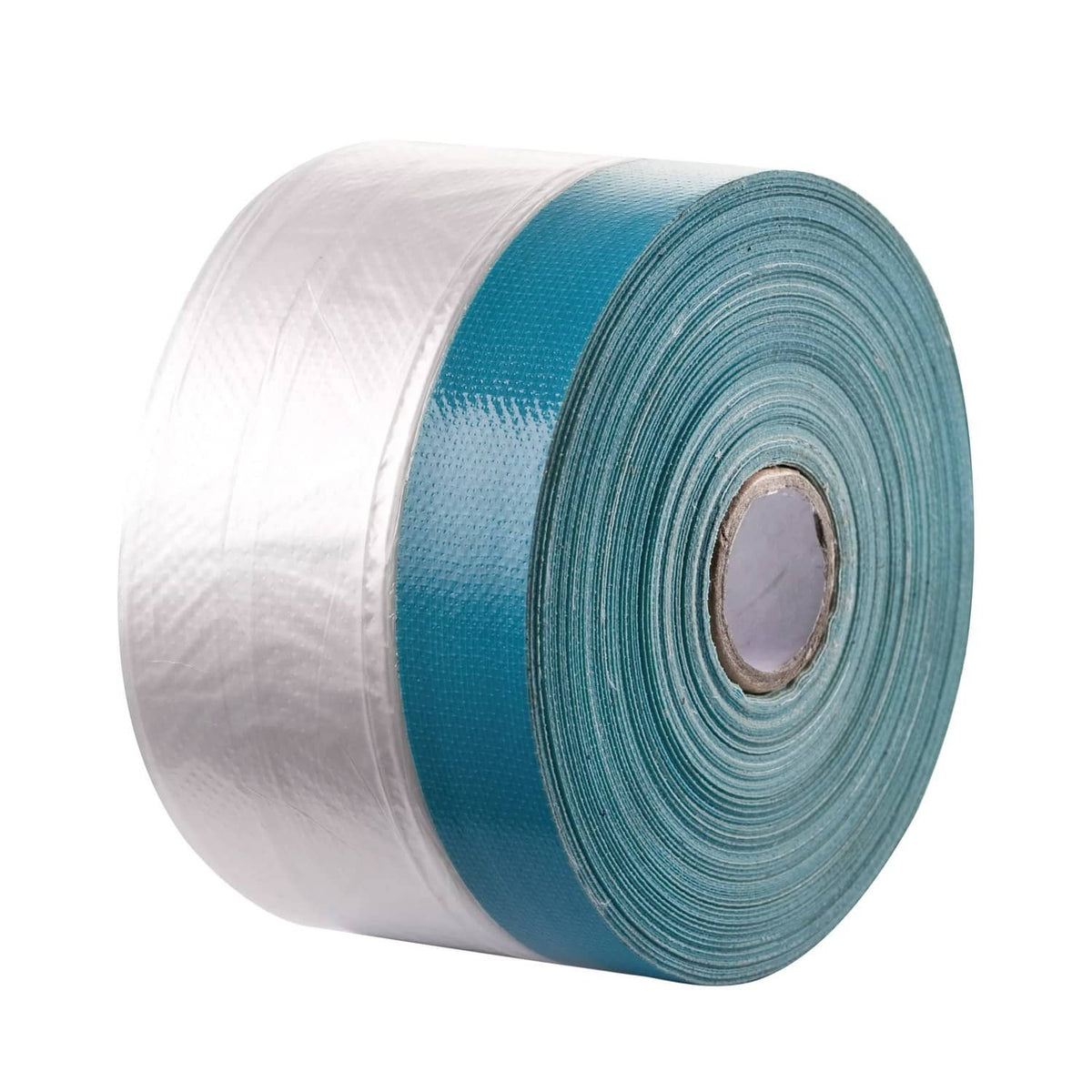 Rouleau de film de protection transparent avec bande de masquage bleue adhésive