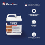 Bidon d'hydrofuge brique incolore MétalTop haute résistance, pour supports poreux et absorbants
