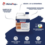 Bidon Hydrofuge Brique MétalTop incolore, haute résistance, pour murs intérieur et extérieur
