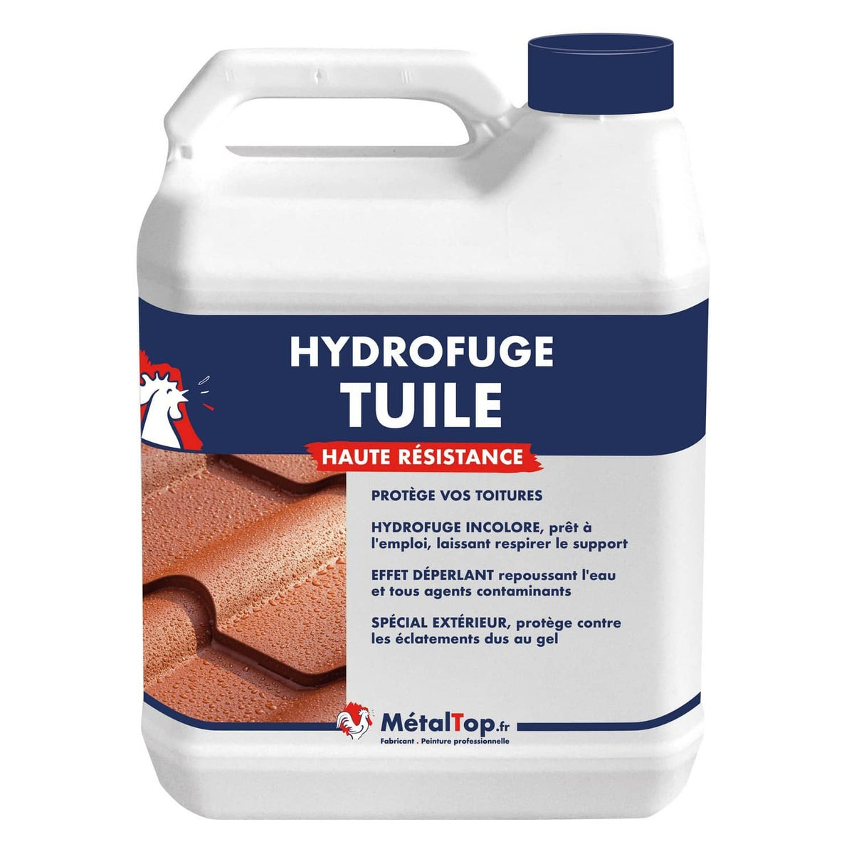 Bidon blanc d'hydrofuge incolore Tuile MétalTop haute résistance pour toitures