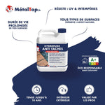 Bidon hydrofuge anti taches MétalTop, incolore, effet déperlant, résistant UV et intempéries
