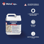 Bidon Hydrofuge Crépi MétalTop incolore, haute protection pour supports poreux et absorbants