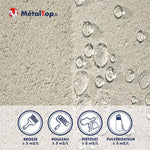 Enduit texturé gris beige, gouttes d'eau ; application brosse, rouleau, pistolet, pulvérisateur