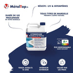 Bidon d'hydrofuge incolore MétalTop pour margelle de piscine, protection UV et intempéries