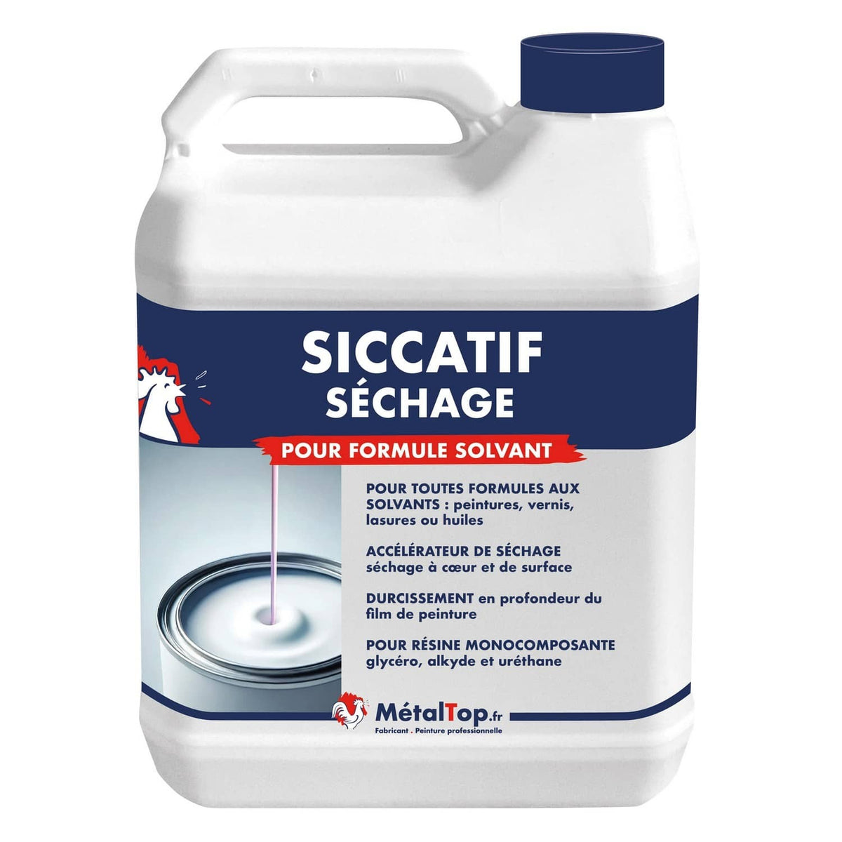 Bidon blanc Siccatif Séchage MétalTop pour formule solvant, accélérateur de séchage