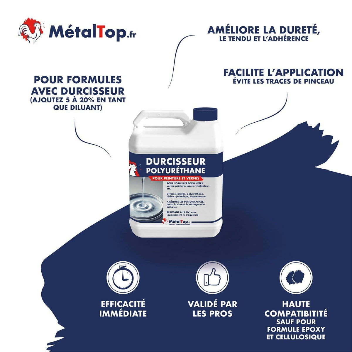 Bidon de durcisseur polyuréthane MétalTop pour peinture et vernis