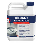 Bidon blanc de diluant retardateur MétalTop pour formule solvant, étiquette bleue et rouge