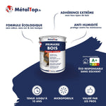 Pot de primaire bois MétalTop intérieur-extérieur, microporeux, sans solvant et anti-humidité