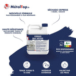 Bidon de vernis mat béton incolore MétalTop, séchage express, intérieur et extérieur