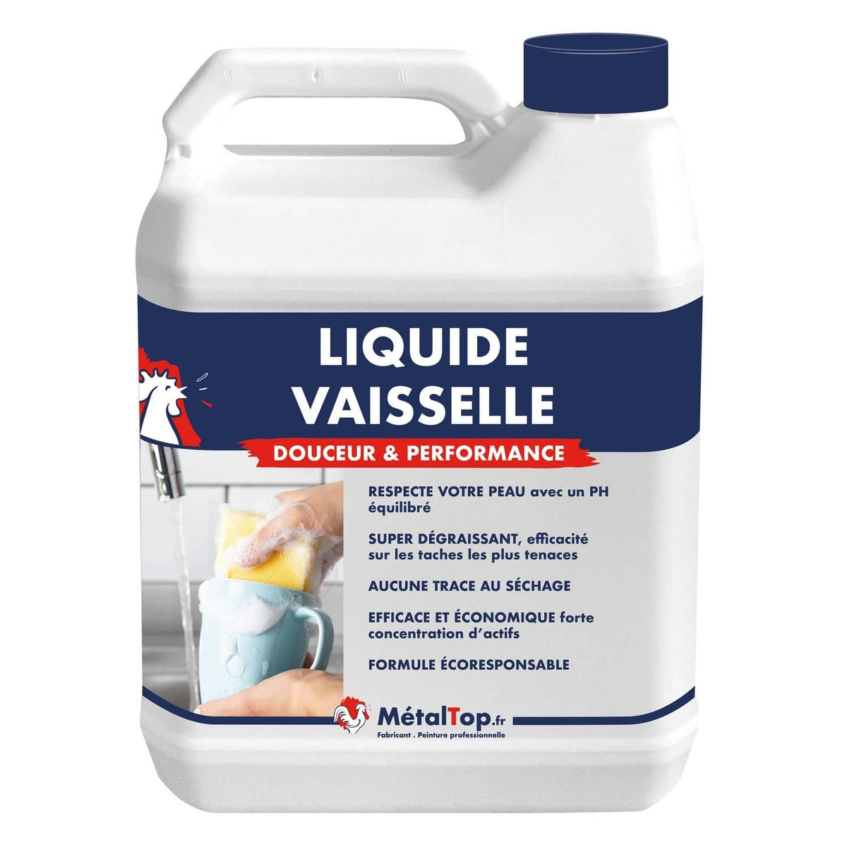 Bidon de liquide vaisselle MétalTop, Douceur & Performance, super dégraissant