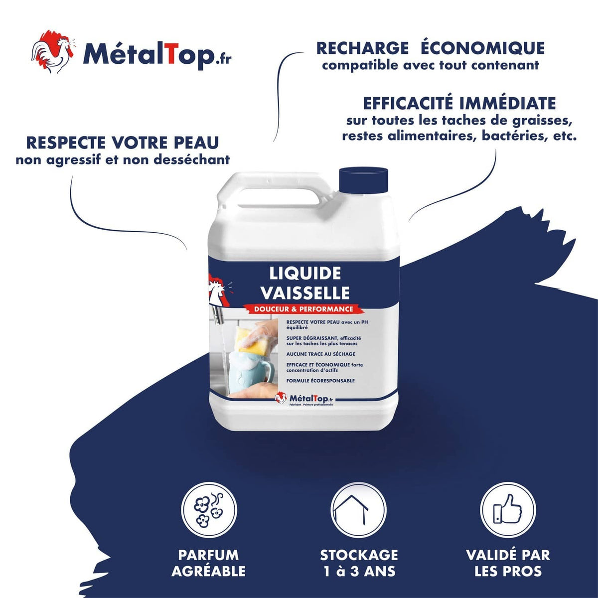 Bidon de liquide vaisselle MétalTop : formule douce, dégraissante et écoresponsable