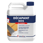 Bidon de décapant bois MétalTop Gel Express, texture gel blanc appliqué à la spatule sur bois