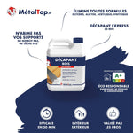 Bidon de décapant bois MétalTop gel express, action en 30 minutes, usage intérieur et extérieur