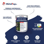 Pot de peinture acier anticorrosion satin MétalTop, sans solvant, tenue jusqu'à 15 ans