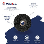Disque abrasif nylon noir MétalTop 125 mm pour nettoyer, poncer et polir métal, bois, plastique