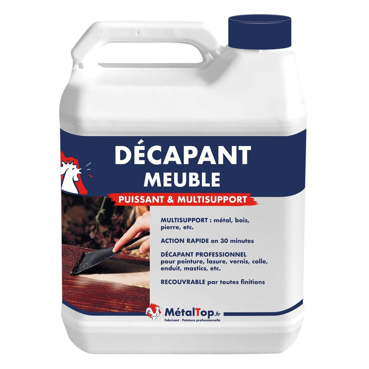 Bidon de décapant meuble MétalTop, puissant et multisupport, pour peinture, lasure et vernis