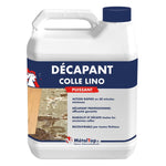 Bidon blanc de décapant colle lino MétalTop, étiquette bleue, pour retirer les anciennes colles
