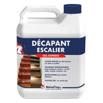 Bidon de décapant escalier Gel Express MétalTop, escalier avant et après décapage
