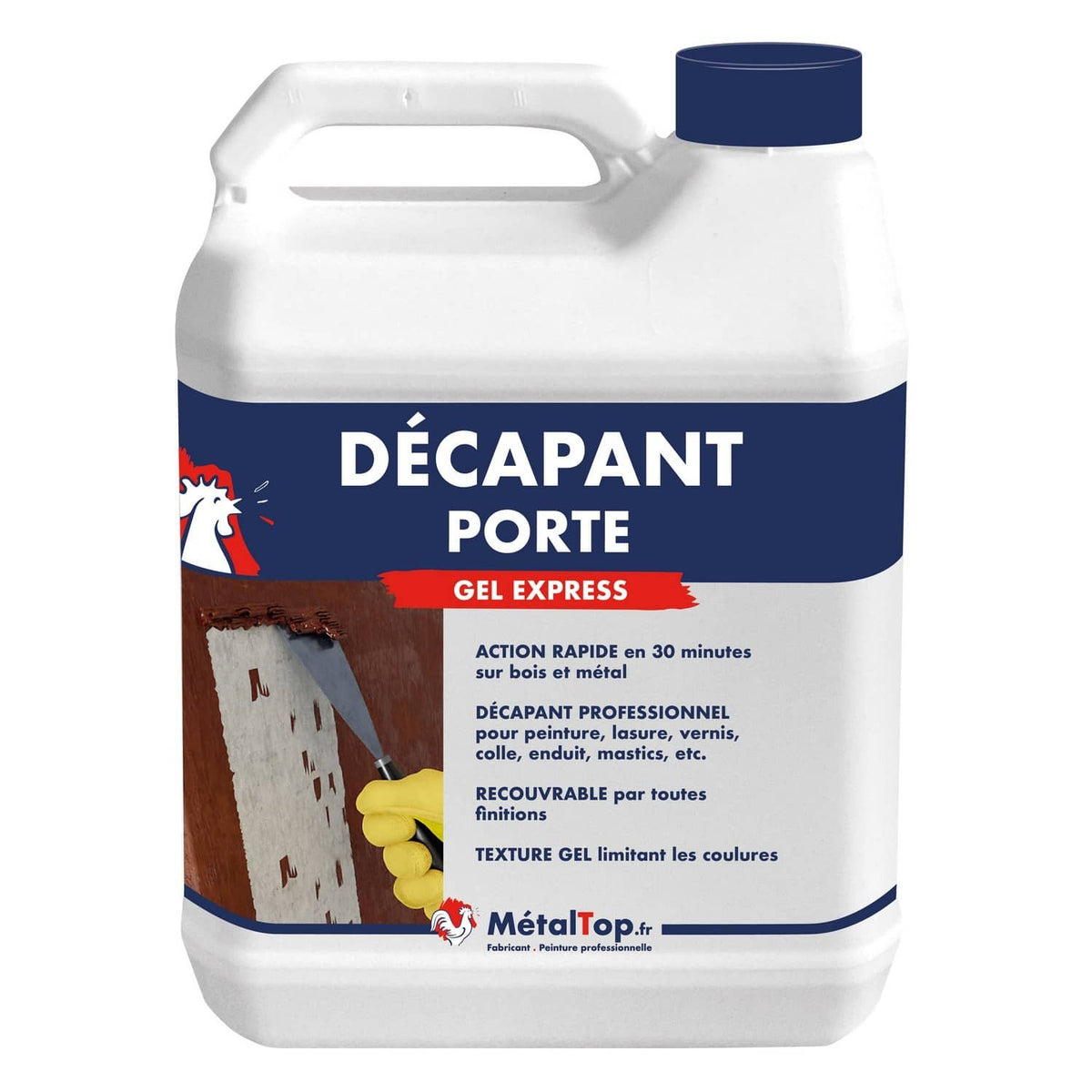 Bidon de décapant porte Gel Express MétalTop, action rapide sur bois et métal